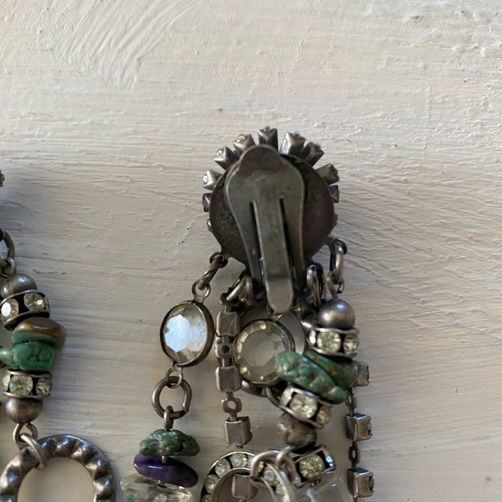 Vintage Sorrelli Clip On Dangle Earrings 3 inches long - Picture 5 of 7